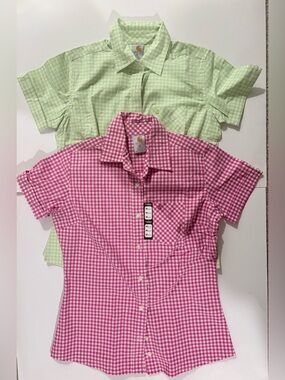 Carhartt Gingham Short Sleeve Button-Up — Pink & Light Green
